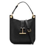 TOM FORD GRAIN LEATHER TARA SMALL CROSSBODY GRAPHITE