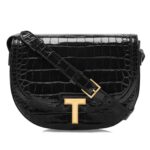 TOM FORD SHINY STAMPED CROCODILE LEATHER WALLIS CROSSBODY BAG LIGHT BEIGE