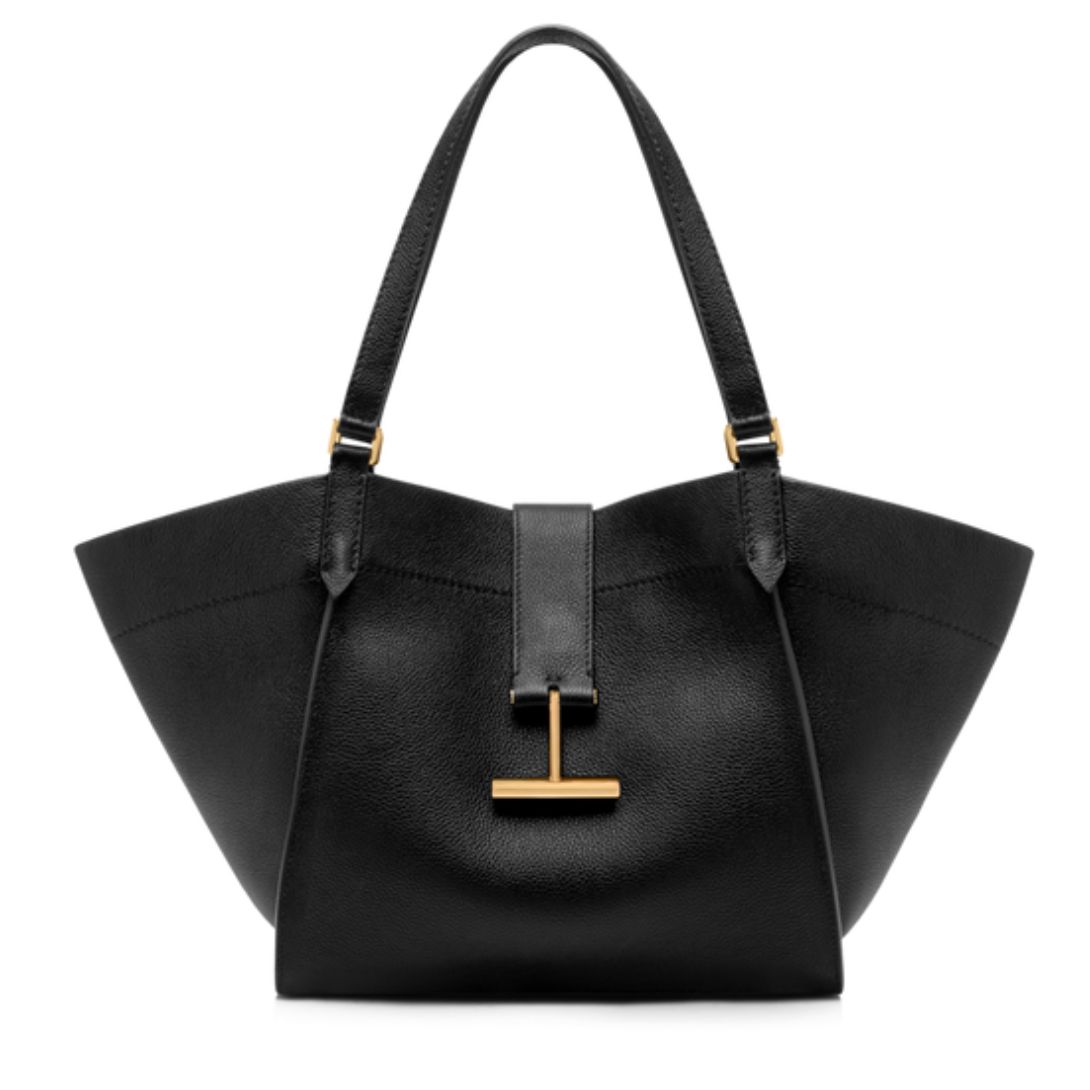9 TOM FORD GRAIN LEATHER TARA MEDIUM TOTE BLACK