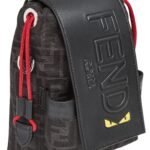 FENDI EYES STRIKE MINI LUNAR NEW YEAR BLACK FF JACQUARD ONE-SHOULDER BACKPACK