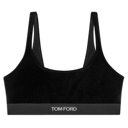 TOM FORD STRETCH LUSTROUS VELOUR SIGNATURE BRALETTE BLACK