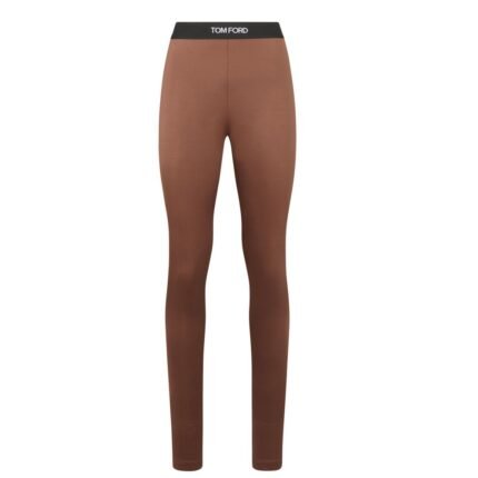 TOM FORD LUSTROUS JERSEY SIGNATURE LEGGINGS PINE BROWN