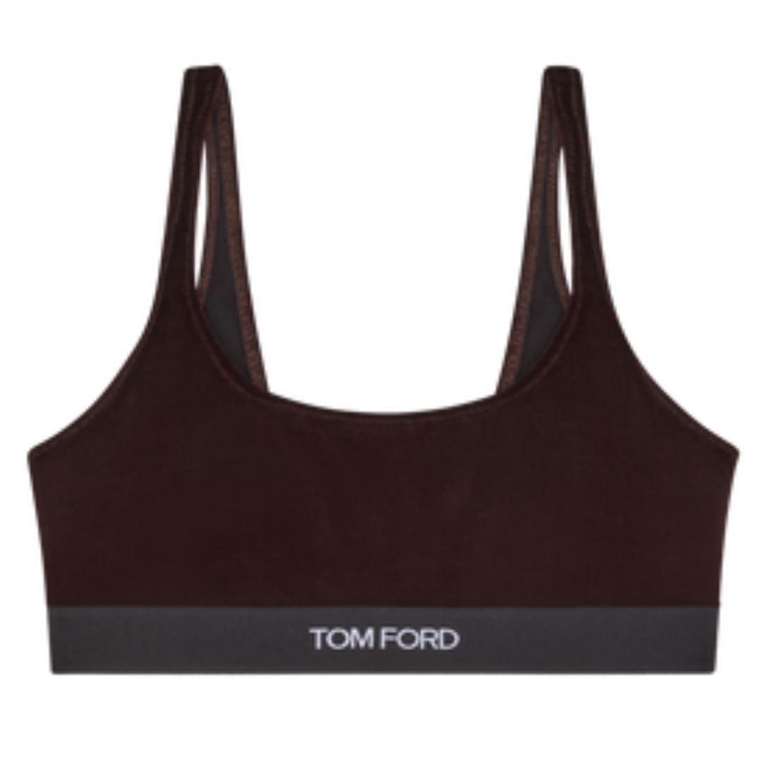 Untitled design TOM FORD STRETCH LUSTROUS VELOUR SIGNATURE BRALETTE CHOCOLATE BROWN