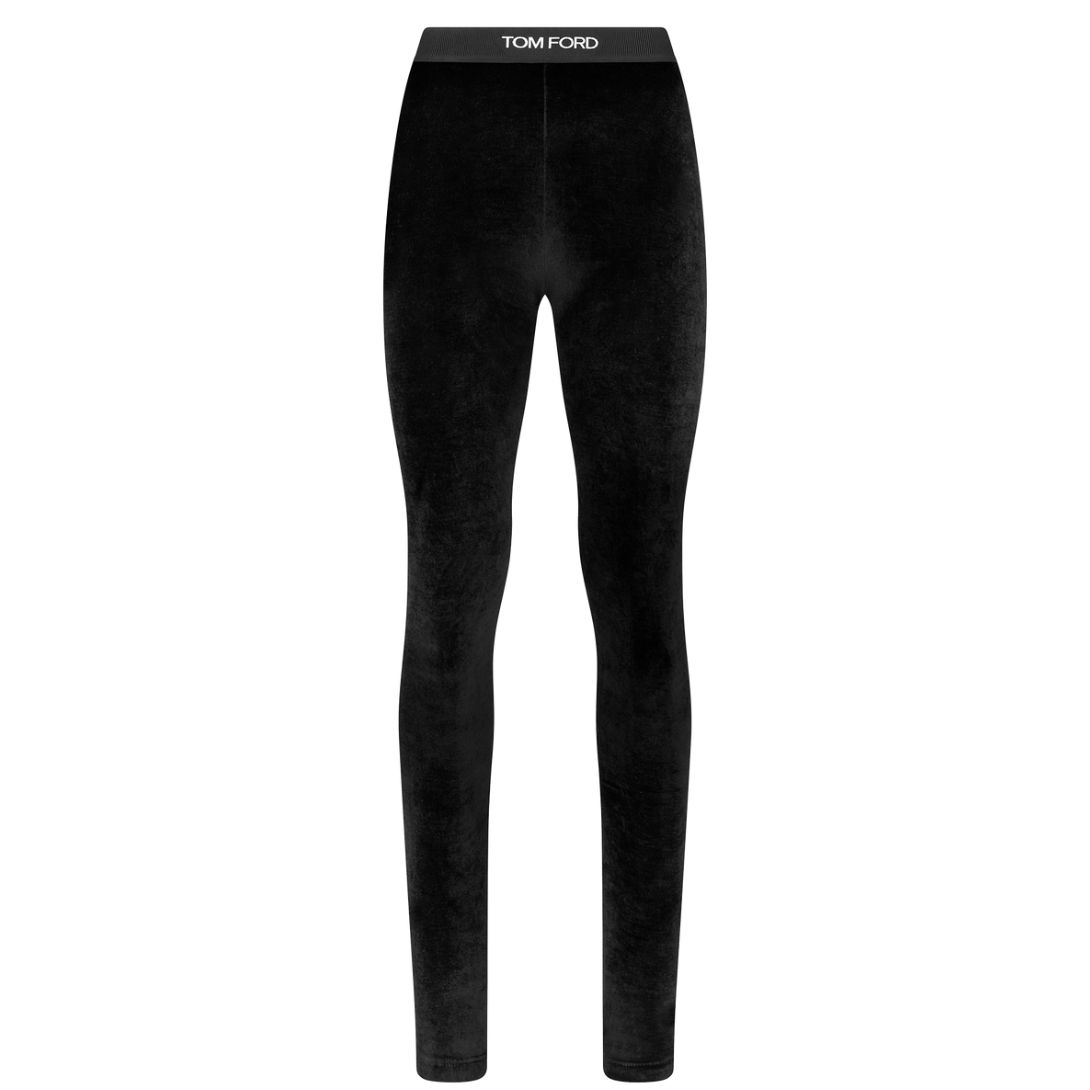 Untitled design (3) TOM FORD STRETCH LUSTROUS VELOUR SIGNATURE LEGGINGS BLACK