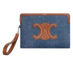 CELINE SMALL POUCH WITH STRAP IN DENIM AND CALFSKIN