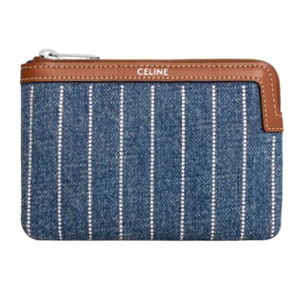 CELINE COIN PURSE IN STRIPED DENIM WITH STRASS
