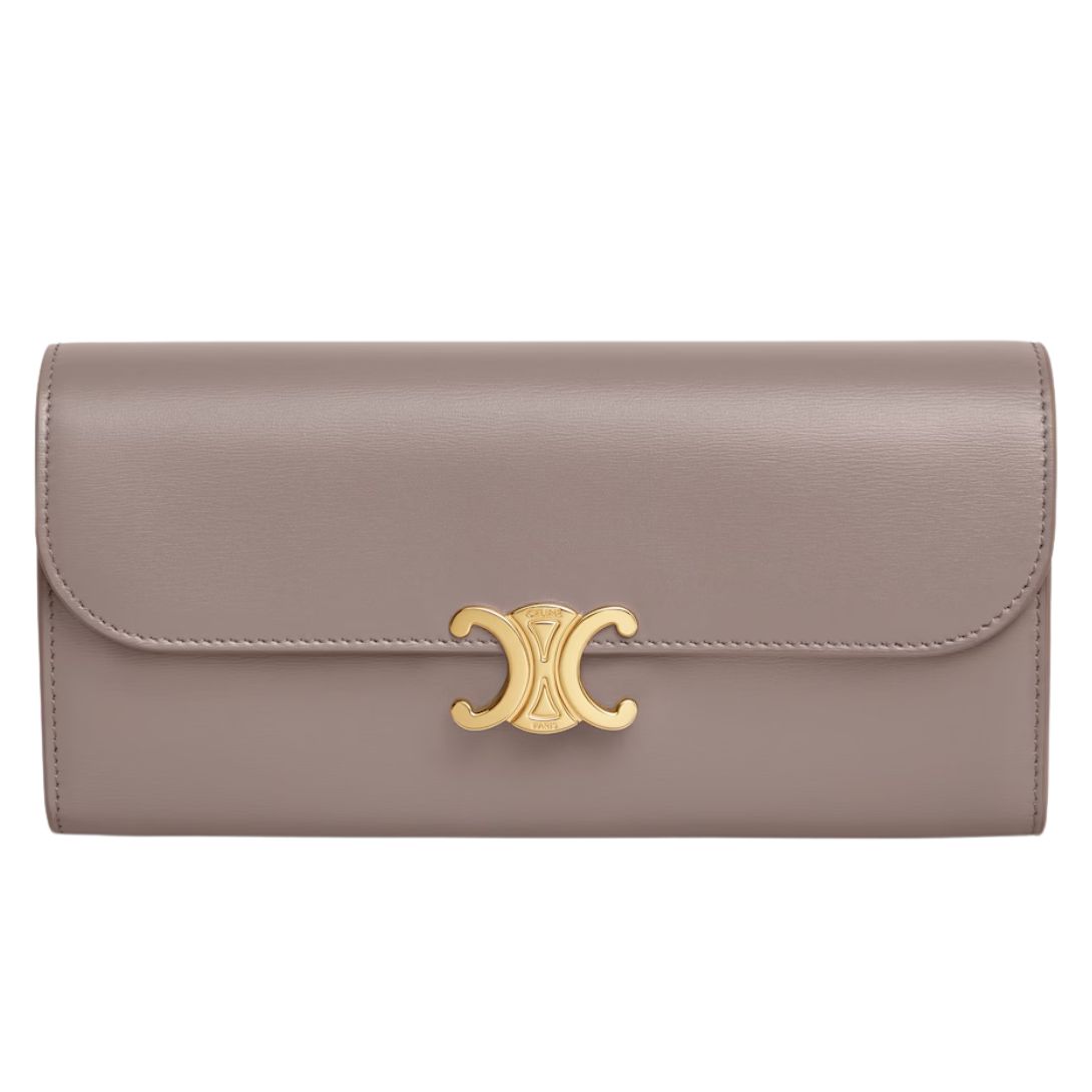 1 CELINE LARGE WALLET TRIOMPHE IN SHINY CALFSKIN PEBBLE
