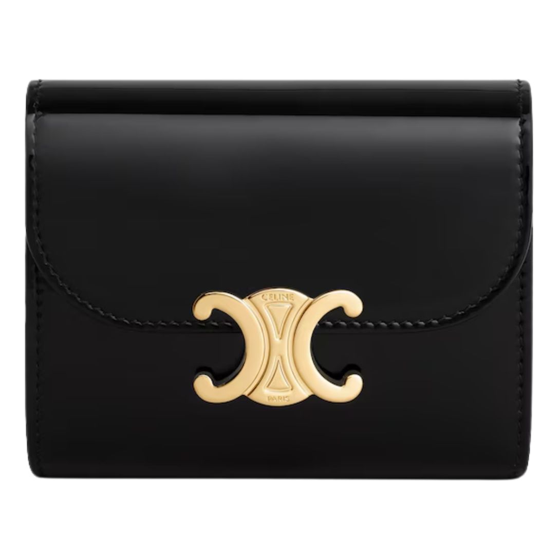 1 CELINE SMALL FLAP WALLET TRIOMPHE IN PATENT CALFSKIN