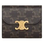 CELINE SMALL FLAP WALLET TRIOMPHE IN TRIOMPHE CANVAS TAN