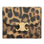 CELINE SMALL FLAP WALLET TRIOMPHE IN CANVAS WITH LEOPARD PRINT