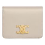 CELINE TRIOMPHE COMPACT WALLET IN SHINY CALFSKIN BLACK