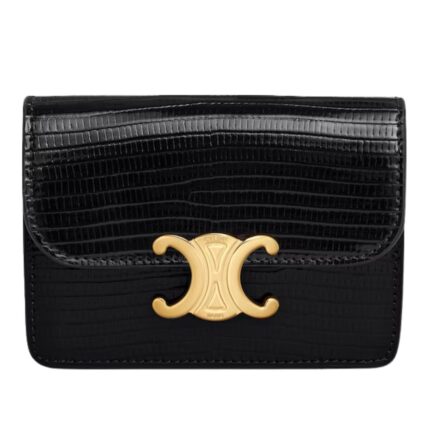 CELINE CARD HOLDER WITH FLAP TRIOMPHE IN LIZARD
