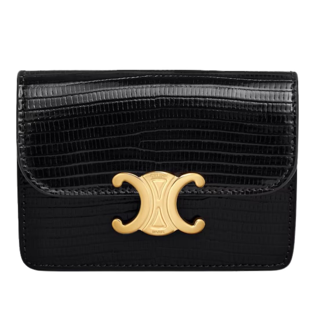 1 CELINE CARD HOLDER WITH FLAP TRIOMPHE IN LIZARD