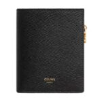 CELINE COMPACT WALLET TRIOMPHE CHARMS IN GRAINED CALFSKIN BLACK