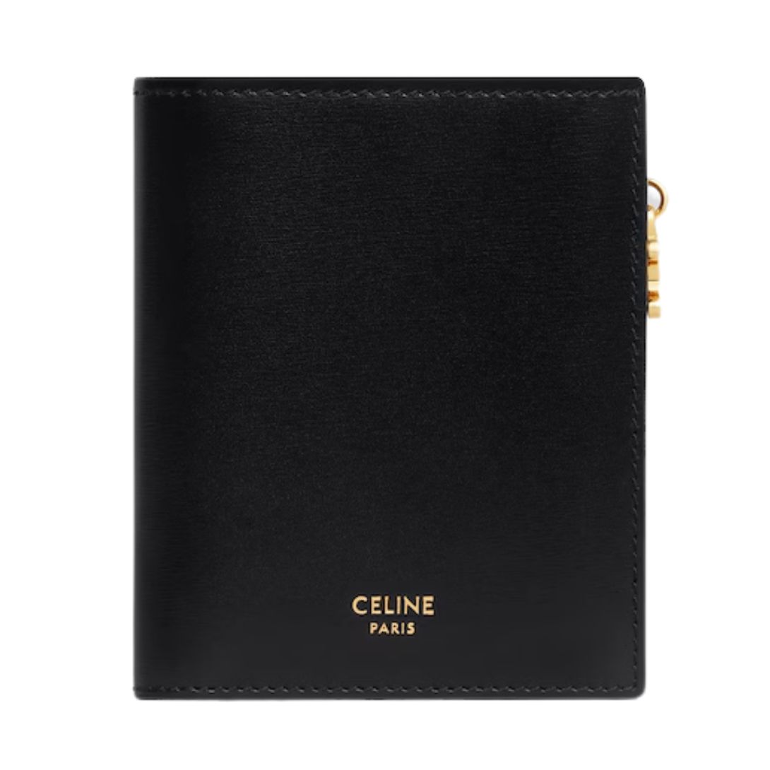 1 CELINE COMPACT WALLET TRIOMPHE CHARMS IN SHINY CALFSKIN