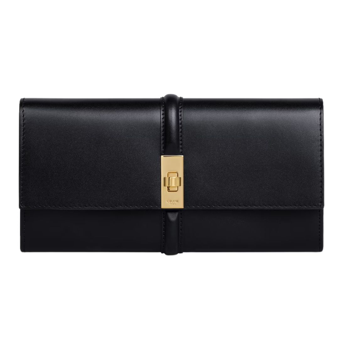 1 CELINE LARGE WALLET 16 IN SATINATED CALFSKIN BLACK