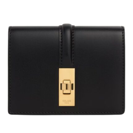 CELINE CARD HOLDER WITH FLAP 16 IN SATINATED CALFSKIN WHITE COTTON