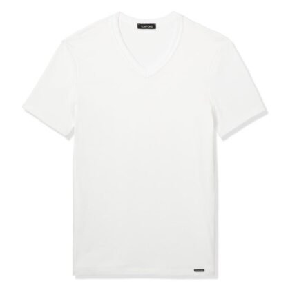 TOM FORD COTTON V NECK T SHIRT WHITE