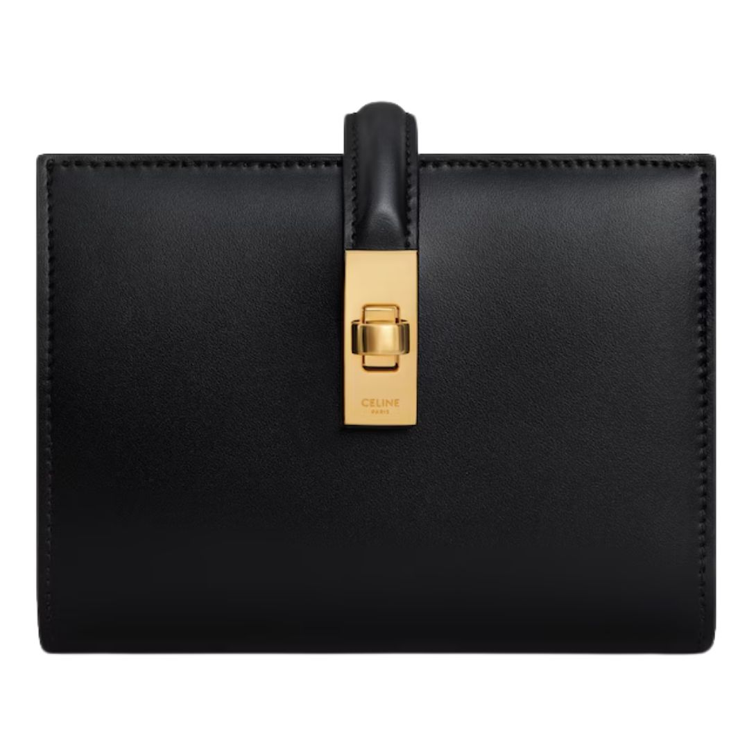 1 CELINE WALLET WITH COIN PURSE 16 IN SATINATED CALFSKIN BLACK