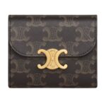 CELINE SMALL FLAP WALLET TRIOMPHE IN TRIOMPHE CANVAS TAN