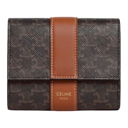 CELINE SMALL TRIFOLD WALLET IN TRIOMPHE CANVAS AND LAMBSKIN