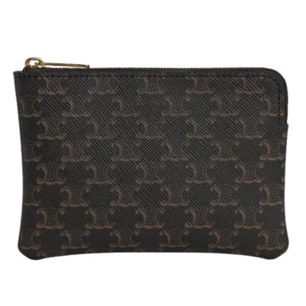 CELINE COIN AND CARD POUCH IN TRIOMPHE CANVAS