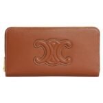 CELINE LARGE ZIPPED WALLET CUIR TRIOMPHE IN SMOOTH CALFSKIN TAN