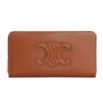CELINE LARGE ZIPPED WALLET CUIR TRIOMPHE IN SMOOTH CALFSKIN TAN