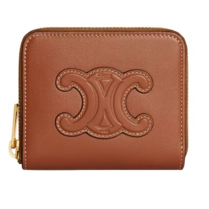 CELINE COMPACT ZIPPED WALLET CUIR TRIOMPHE IN SMOOTH CALFSKIN BLACK
