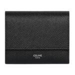 CELINE SMALL TRIFOLD WALLET IN GRAINED CALFSKIN BLACK