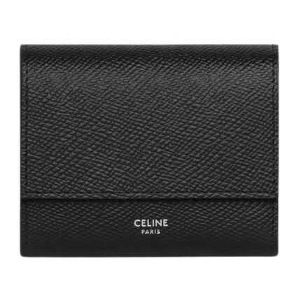 CELINE SMALL TRIFOLD WALLET IN GRAINED CALFSKIN BLACK