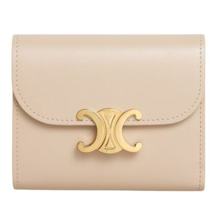 CELINE SMALL FLAP WALLET TRIOMPHE IN SHINY CALFSKIN MOON