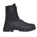 CELINE RILEY LACE UP BOOT IN CANVAS BLACK