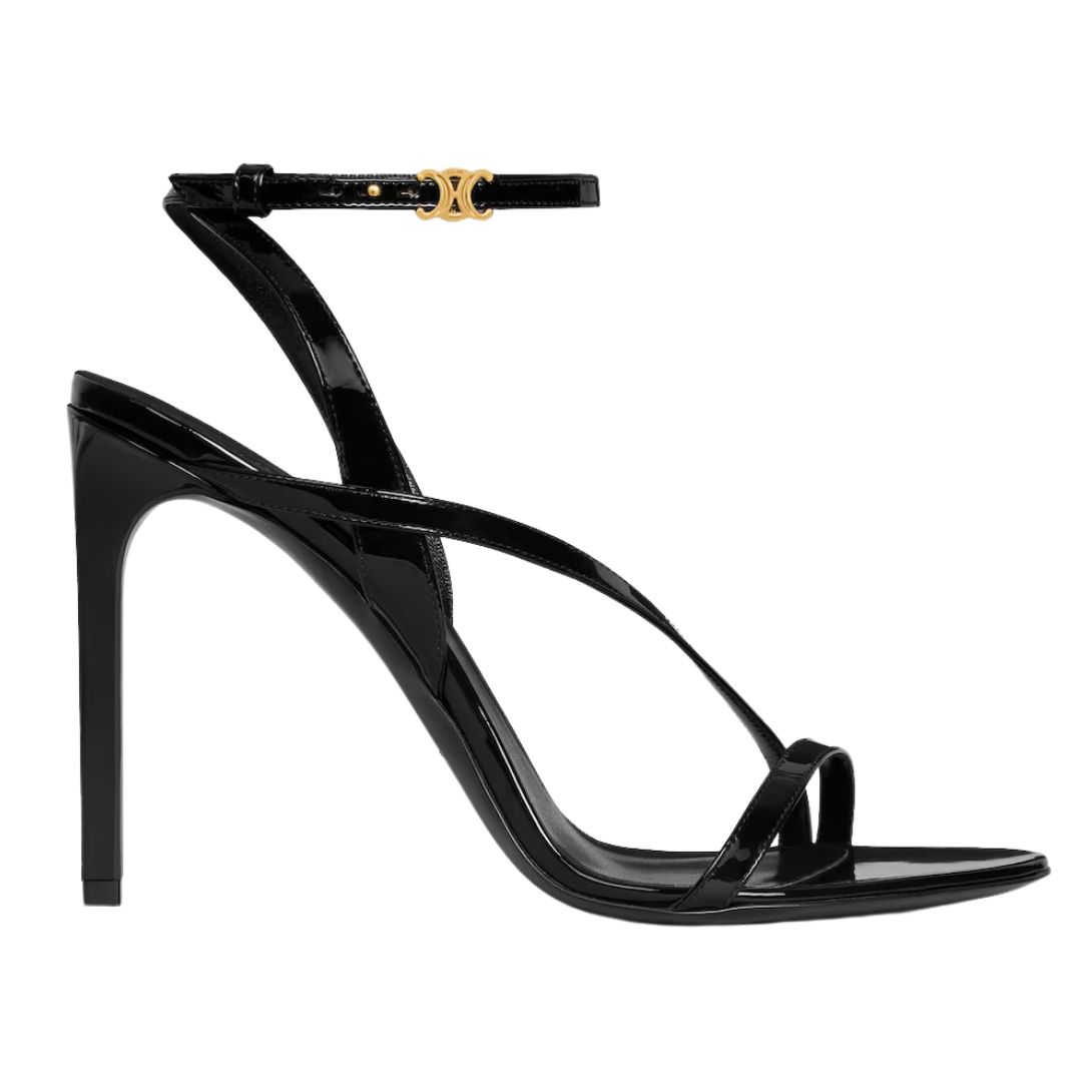1 CELINE AVA TRIOMPHE STILETTO SANDAL IN PATENT CALFSKIN BLACK