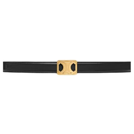 CELINE MEDIUM REVERSIBLE FRAMED TRIOMPHE BELT IN TAURILLON AND LIZARD EMBOSSED CALFSKIN