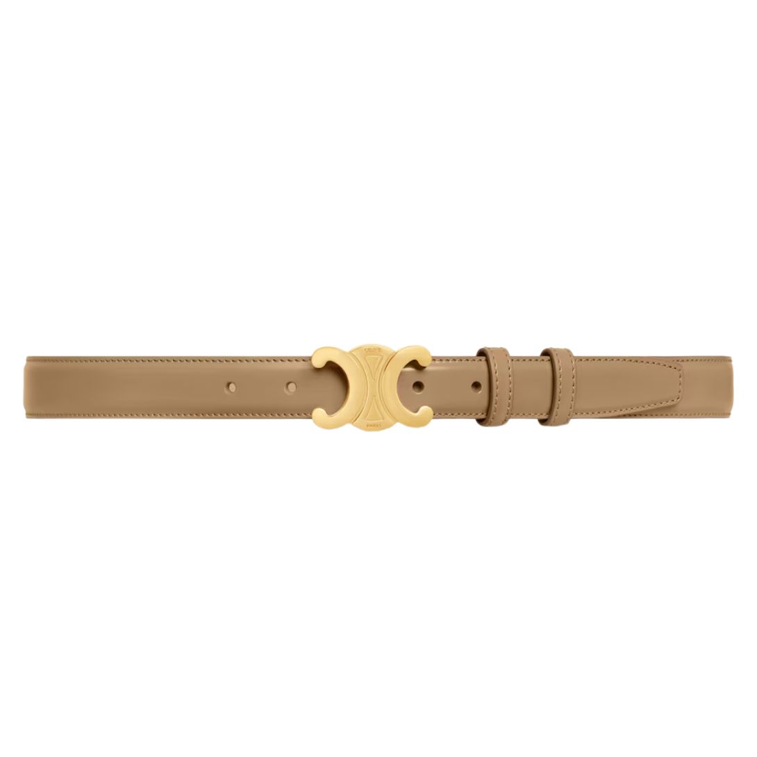 1 CELINE MEDIUM TRIOMPHE BELT IN TAURILLON LEATHER SMOKED BROWN