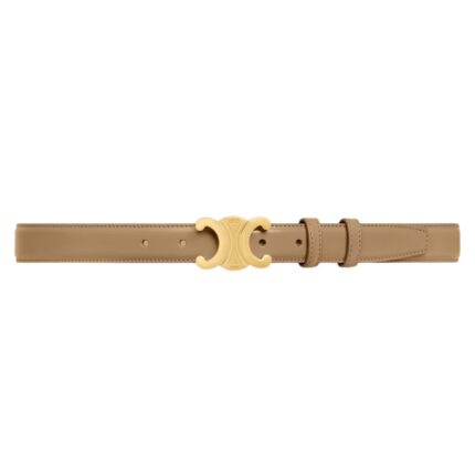 CELINE MEDIUM TRIOMPHE BELT IN TAURILLON LEATHER GLAZED BROWN