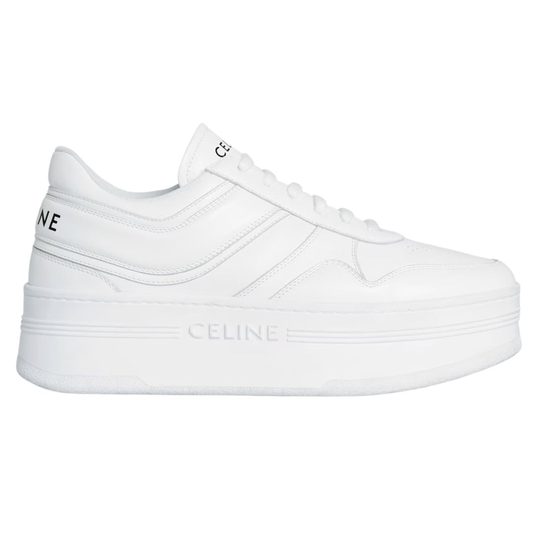 1 CELINE BLOCK SNEAKERS WITH WEDGE OUTSOLE IN CALFSKIN OPTIC WHITE