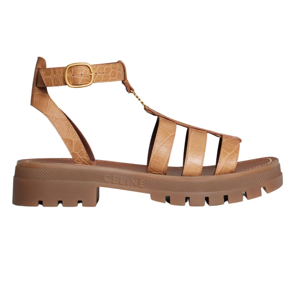 1 CELINE CLEA TRIOMPHE GLADIATOR SANDAL IN CROCODILE STAMPED CALFSKIN