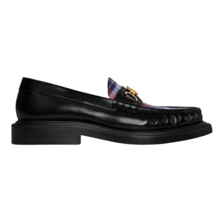 CELINE UNIVERSITÉ TRIOMPHE CHAIN LOAFER IN POLISHED BULL AND TARTAN