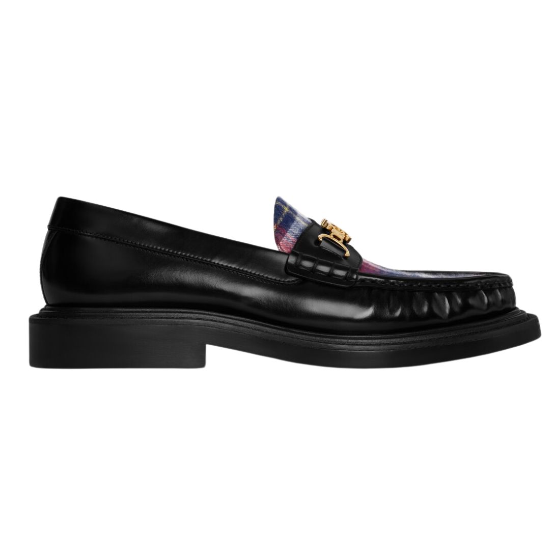 1 CELINE UNIVERSITÉ TRIOMPHE CHAIN LOAFER IN POLISHED BULL AND TARTAN