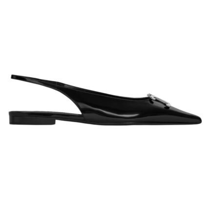 CELINE ALMA TRIOMPHE FLAT SLINGBACK IN GLOSSY CALFSKIN
