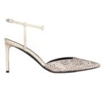 CELINE KITTEN STRAP PUMP IN SUEDE GOATSKIN WITH STRASS AND LAMBSKIN