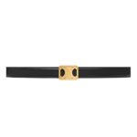 CELINE MEDIUM REVERSIBLE FRAMED TRIOMPHE BELT IN TAURILLON AND LIZARD EMBOSSED CALFSKIN BLACK