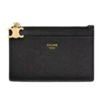 CELINE ZIPPED CARD HOLDER TRIOMPHE CHARMS IN SHINY CALFSKIN RICE
