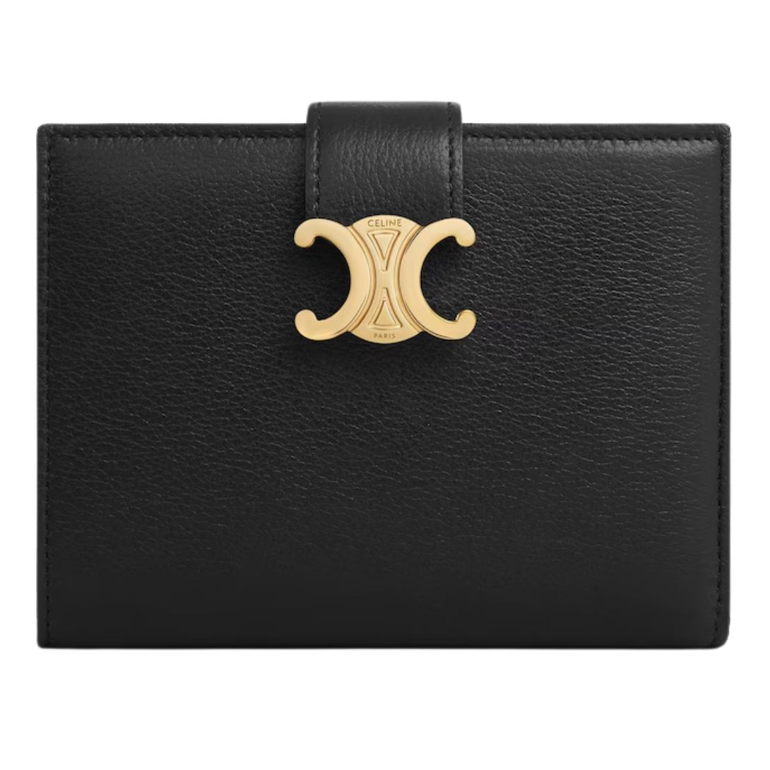 1 CELINE MEDIUM WALLET VICTOIRE IN TRIOMPHE CANVAS BLACK