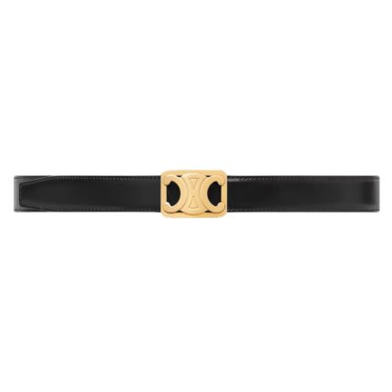 CELINE MEDIUM REVERSIBLE FRAMED TRIOMPHE BELT IN TAURILLON AND NATURAL CALFSKIN