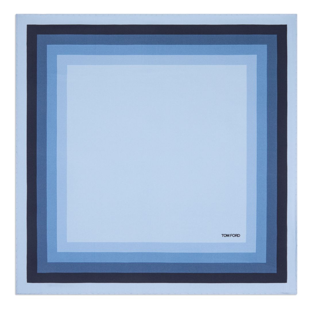 1 TOM FORD GEOMETRIC SILK POCKET SQUARE BLUE