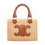CELINE SMALL BOSTON CUIR TRIOMPHE IN WICKER AND CALFSKIN