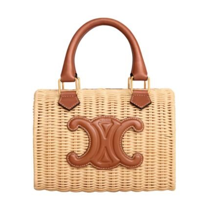 CELINE SMALL BOSTON CUIR TRIOMPHE IN WICKER AND CALFSKIN